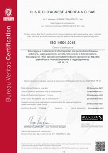 Certicazione ISO 14001:2015